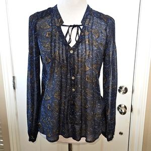 Patterson Kincaid sheer long sleeve blouse size medium